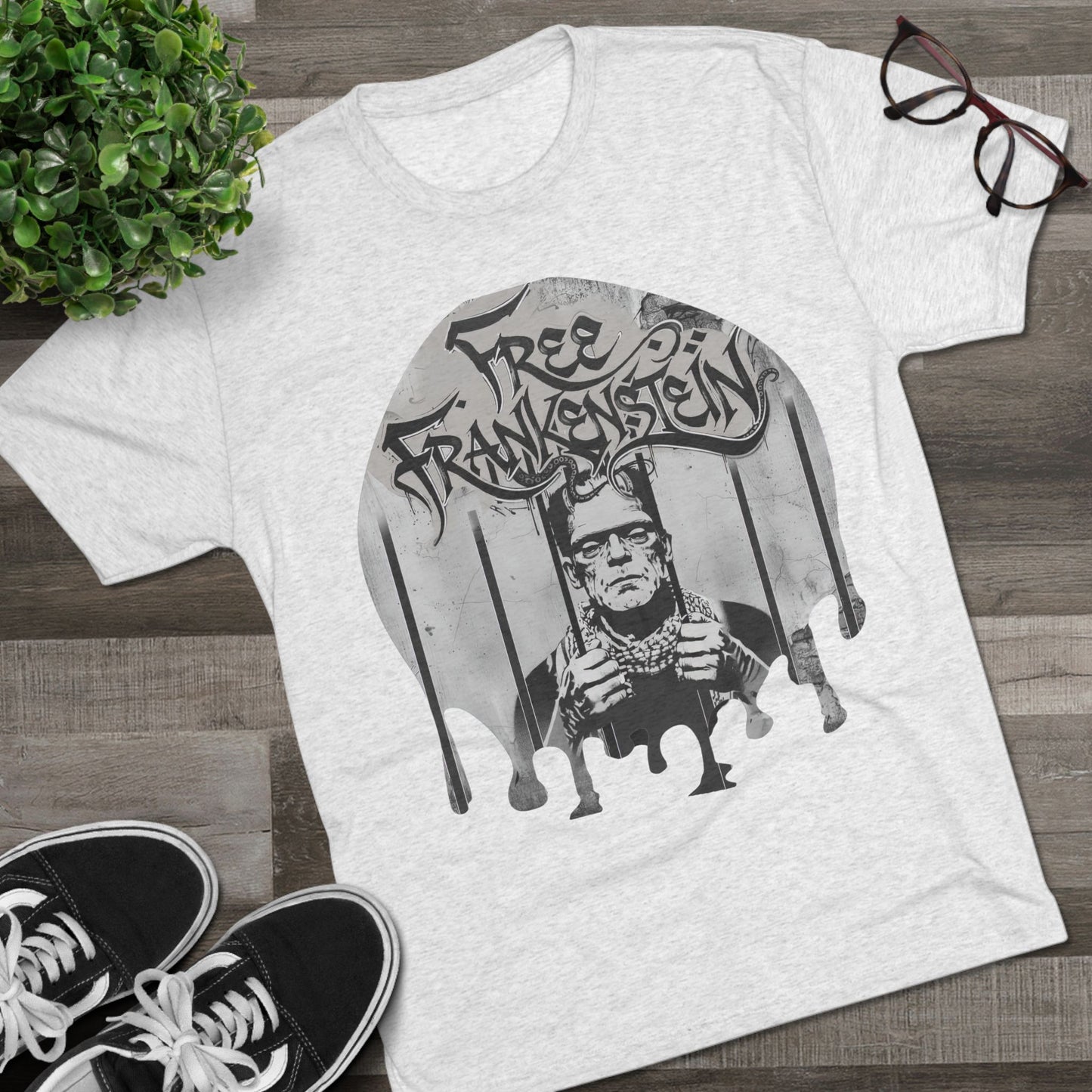 Frankenstein Inspired Unisex Crew Tee, Halloween Apparel, Graphic T-Shirt, Vintage Style Tee, Horror Movie Merch